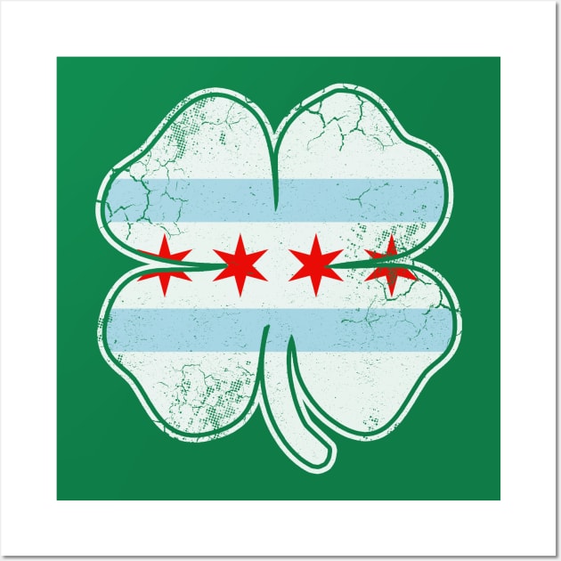 Lucky Clover Irish Chicago Flag St Patricks Day Wall Art by E